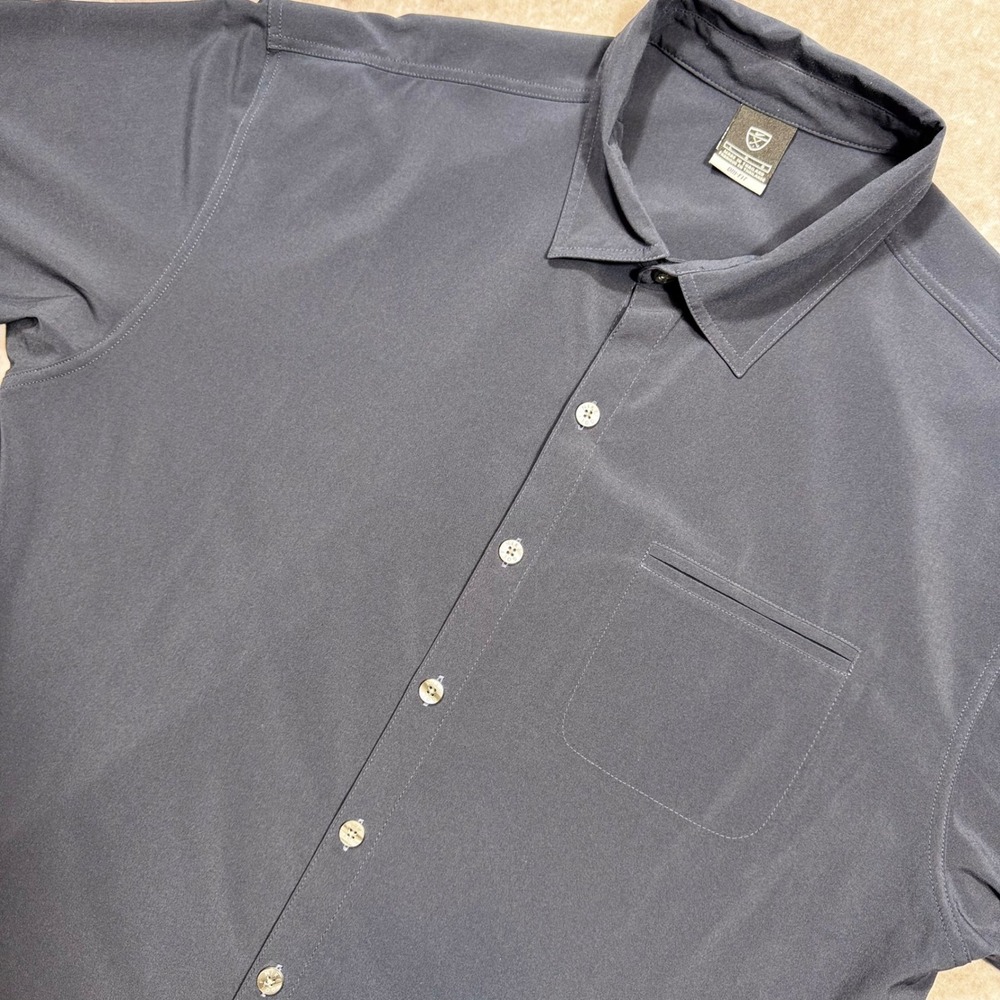 Nike Golf Dri-FIT Shirt Mens Large Navy Blue Short Sleeve Button Down 782